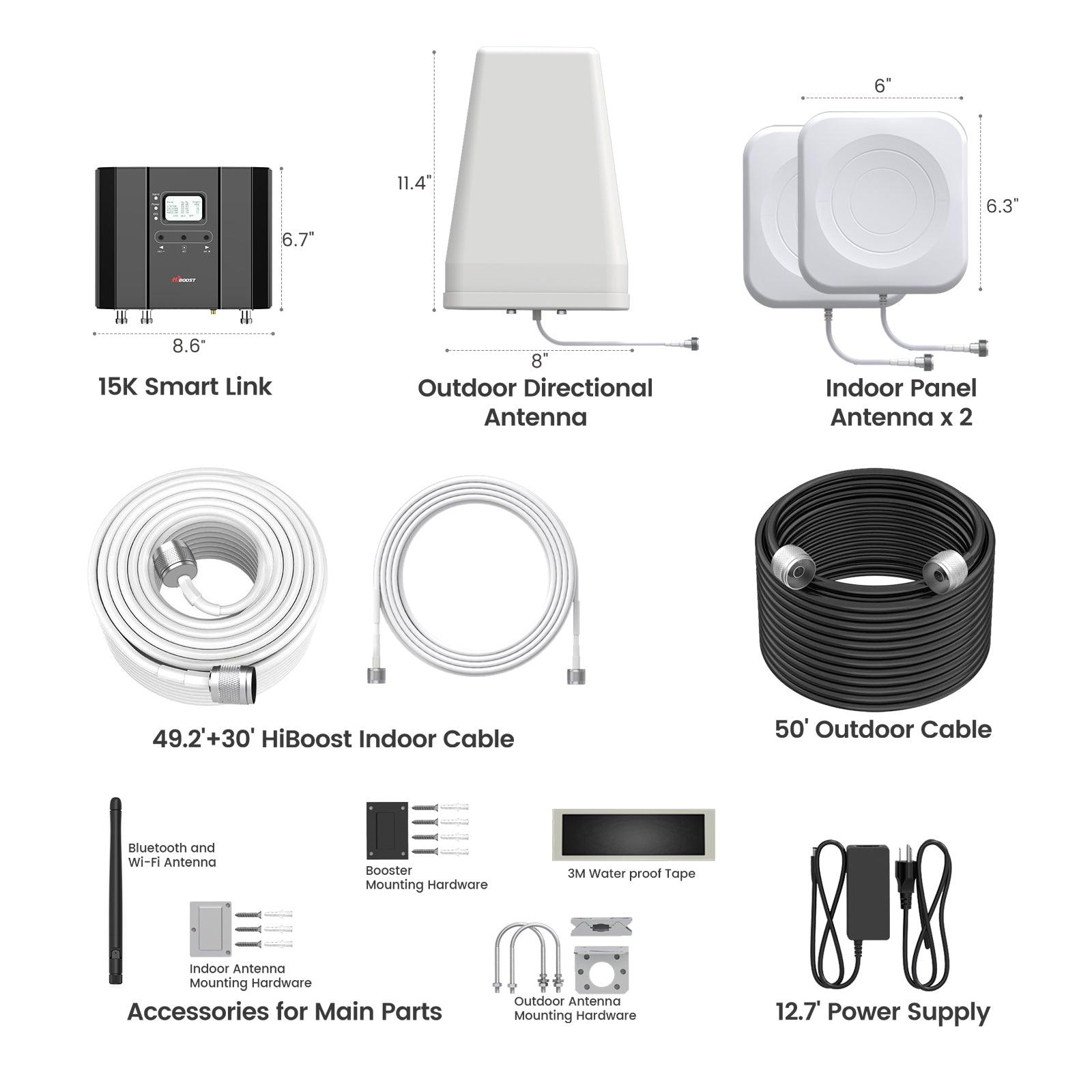 hiboost 15K Smart Link Deluxe cell phone signal boosters kit
